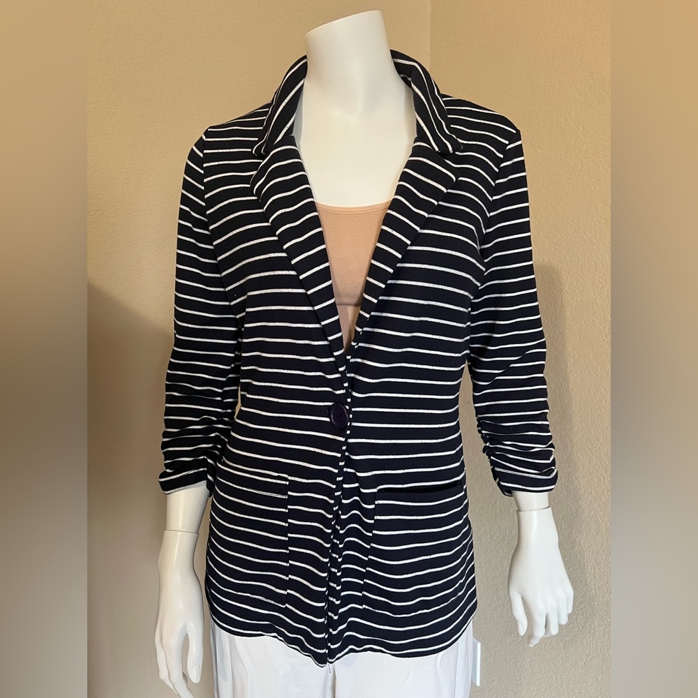 Navy and White cotton blazer